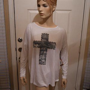 Commander Life® Women's Boat Neck "Faith" Swan open Back Size Large Top N W Tag